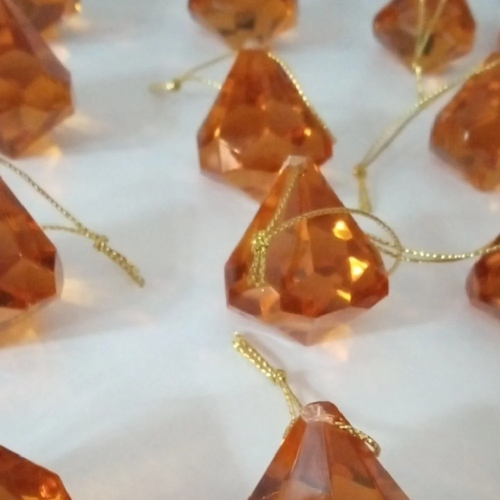 3 Packs Copper Acrylic Diamond Hanging Ornaments Party Wedding Decor